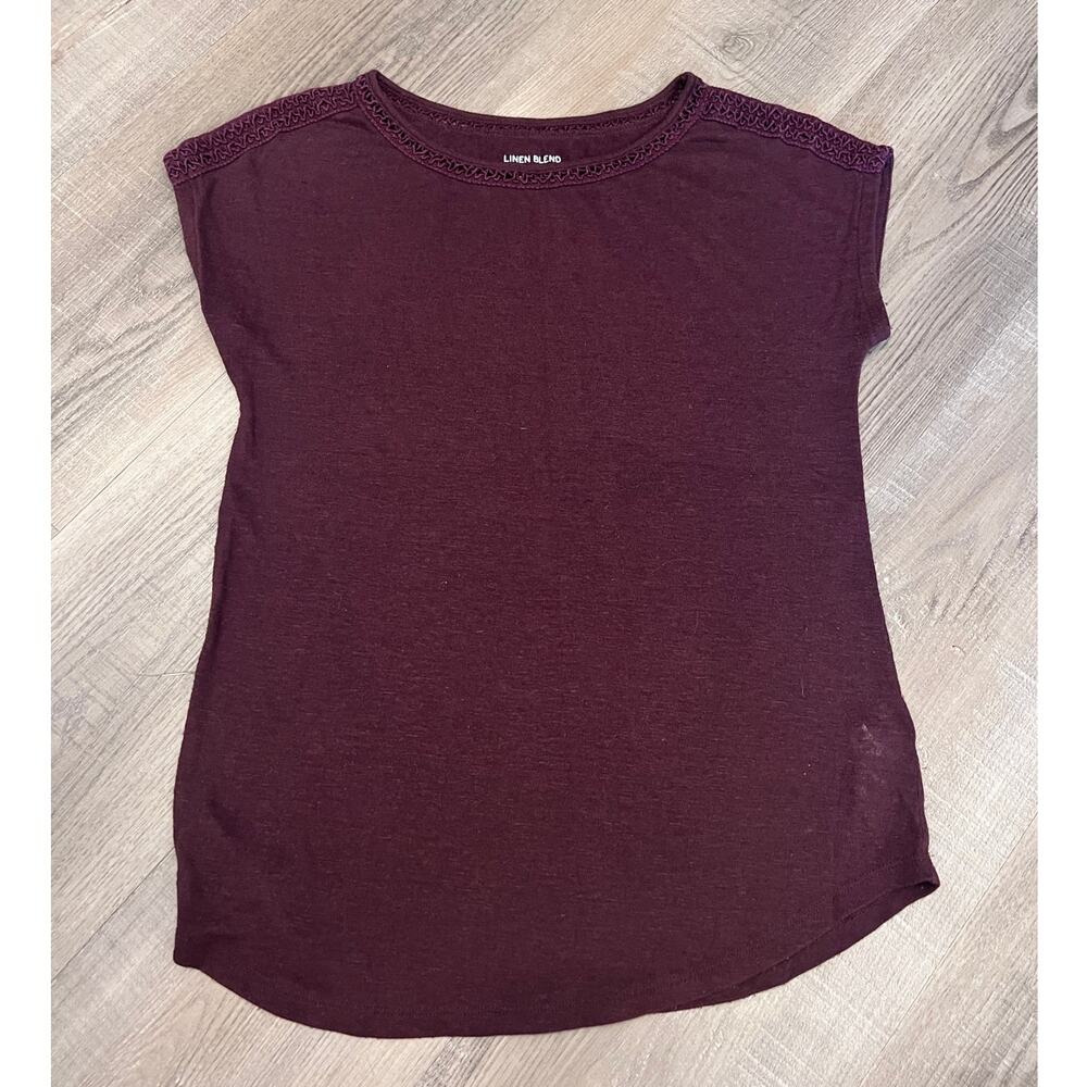 Maroon Linen Blend Sleeveless Knit Top